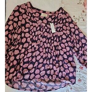 NWT Anthropologie Maeve Cathy V Neck Pleated Blouse Sz XS